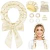 Ystrybo Nastro in raso Heatless Curls, bigodini per tutta la notte, senza calore, per capelli lunghi, arricciatura per ricci durante la notte, bigodini senza calore, set con bonnet, 8 pezzi, champagne