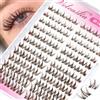 Veleasha Ciglia cluster marrone Manga Lash Clusters Spiky Singole Ciglia 120pcs D Curl 8-16MM Estensioni ciglia con nastro trasparente per fai da te a casa (Manga01)