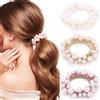 Reaky Elastici per capelli con perle, elastici con perline, accessori decorativi per capelli da donna (bianco, rosa, viola)