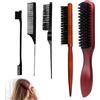 NOWEISU Spazzola Setole Cinghiale, 5 PCS Spazzola Capelli Barba | Spazzola per Capelli con Manico Set per Styling di Capelli e Barba,Assaggio del Cuoio Capelluto Uomo e Donna