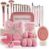 Générique Set di 42 strumenti per il trucco, set di pennelli da trucco morbido, kit cosmetico professionale per la fondazione di bellezza, rosa e pennelli da trucco per donne e ragazze, multicolore, nuovo