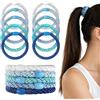 Generic 15 elastici per capelli per Kknekki, elastici blu per donne e ragazze, di alta qualità, senza pieghe, morbidi, accessori per coda di cavallo spessi e sottili, eleganti elastici senza danni, per lo