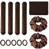 Gnovldg 11 Pezzi Bigodino Lungo per Boccoli, 25cm Bigodini Senza Calore | Marrone Bigodini Morbidi per Dormire con 7 Elastici per Capelli, per Tutti i Tipi di Capelli