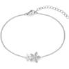 Tamaris Bracciale da donna in acciaio inox con ciondolo a forma di fiore | Impermeabile, delicato sulla pelle, 21 cm, zirconi scintillanti