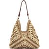 MISAKO Ushu borsa hobo effetto rafia con stampa Donna - Ushu Beige 37x1x28cm