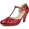 elerhythm Mary Jane Vintage Cinturino alla caviglia chiuso Punta rotonda Tacchi Gatsby Retro 1950 décolleté anni '20 scarpe vittoriane
