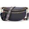 LANXINGLUO Marsupio Donna Elegante Grande Borsa Tracolla Donna Piccola Borsetta Pelle Sintetica Nero Con slot per carte di credito e 2 spallacci