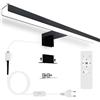Karrong Lampada da specchio da bagno, 40 cm, 12 W, nera, con interruttore, telecomando