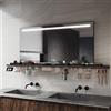 Sirhona Specchio LED per Bagno 120x60cm, Mensola di Appoggio con Scatola per il Trucco, Piccolo Supporto, Specchio Illuminato per Bagno con Illuminazione Integrata, Antiappannamento, CRI＞90