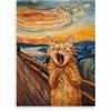 Dazzlewall Arte Divertente del Gatto L'Urlo, Quadro Umoristico di Gatto Soriano per Salotto, Camera da Letto o Bagno, 12x16 Pollici senza Cornice