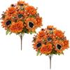 Fairblo 2 Girasoli Finti per Decorazioni Autunnali Fiori Finti Realistici in Seta | Fiori Artificiali Arancioni Girasoli Artificiali da Interno Esterno per Autunno Decorazioni Bomboniere Feste Centrotavola