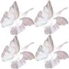 Monetais Grandi Decorazioni a Farfalla, Set di 4 gigantesche Decorazioni a Farfalla Gigante iridescenti con Perle per per Matrimoni e Feste, Bianco