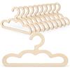 XMIRAKLIX Grucce appendiabiti in legno, 10 pezzi, 22 x 12,5 cm, per vestiti da | Grucce leggere per bambini in legno con tacche sulle spalle e barra trasversale per riporre in ordine piccoli vestiti
