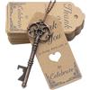 Aokbean 52pcs Vintage Scheletro Chiave Apribottiglie Matrimonio-Rame Antico | Bomboniera Set Regalo con Carta e Nastro di Ringraziamento per Ospiti,Souvenir e Regali di Nozze
