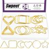 Swpeet 22Pcs 6 stili Luna / stella / cuore / rotondo / triangolo / quadrato 1,7 2 Dream Catcher anelli Kit, anelli macrame anelli, anello floreale in metallo, corona anello macrame per decorazione