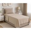 Corredocasa Set Lenzuola Singolo 3 Pezzi in Pile Termico - Lenzuolo Sopra 160x280, Sotto con Angoli 100x200+25 e 1 Federa 50x80 - Completo Letto 1 Piazza Invernale Antifreddo Alta Qualità (Tortora/Beige, Singolo)
