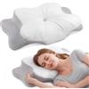 Utopia Bedding Cuscino Cervicale Ergonomico in Memory Foam | Cuscino in memory foam, cuscino per il collo, cuscino da notte con fodera morbida e traspirante, grigio e bianco, 63x38x14 cm