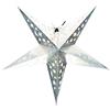 COM-FOUR® Stella luminosa in 3D con illuminazione a LED e timer in bianco | stella di carta premium stabile in argento