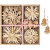COM-FOUR® 26 stelle di paglia in un set misto, Decorazioni per l'albero | Ciondoli di paglia per l'albero di Natale - Arazzi naturali per alberi di Natale