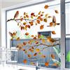 WandSticker4U®- Adesivi finestra autunno UCCELLI su RAMO (88x58 cm) I Decorazioni autunnali per finestre casa vetrine I Adesivi per vetro autunno soggiorno camera da letto cucina foglie GRANDI