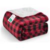 RUMBALUXY Coperta in pile Sherpa, coperta spessa e calda per l'inverno, morbida coperta in peluche, A quadri-Nero e rosso, 152x203cm