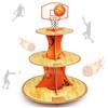 ZFGJ Espositore per cupcake a 3 livelli in cartone tema basket, supporto per cupcake a tema pallacanestro, alzata per torta a 3 livelli, vassoio a tre piani per dolci, alzata per buffet,porta torta,30x43cm