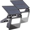 Luminea faretto solare a led: Set di 2 Faro a muro LED solare, 400 Lumen, 1.200 mAh (proiettore con sensore di movimento, proiettore da giardino, numero civico)
