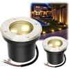 Fiqops 2x Faretti da pavimento esterni con LED 3W Bianco caldo IP65,faretti incasso tondi neri opachi,carrabili 230V,perfetti per giardino,piscina,piante e illuminazione esterna