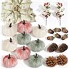Gulxwis 25 Pezzi Zucche Decorative Autunnali, Zucche Finte Decorative con Bacche, Ghiande, Foglie D'acero e Pigne, Decorazioni Autunnali per Festival Autunnali, Matrimoni, Halloween