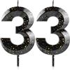 Cxryrzhe Candele Numero 33 Candele per il 33° Compleanno Candele 3D Oro Nero Buon Compleanno Candela Premium in Cera e Design 3D con Diamante Topper per Torta Decorazioni per Festa, Matrimonio, Anniversario