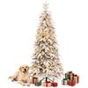 Yorbay Albero di Natale Artificiale Innevato: 180 cm in PE e PVC | Albero di Natale Artificiale Slim con Luci LED e Base in Metallo - Ideale per un'Atmosfera Natalizia