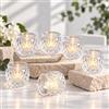 RoiYeel 12 Portacandele in Vetro, Portalumini a Rombi 4x4,5cm, Trasparente | Portacandele da Tavolo Vintage per Lumini, Tealight, Candele Votive, Profumate e LED, Bicchieri Decorativi da Centrotavola