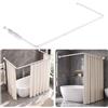 wowspeed Asta per tenda da doccia, per vasca da bagno, colore bianco | Asta per tenda da doccia a forma di U/L, regolabile, in acciaio inox 304, 12 ganci, alta capacità di carico