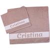 MAGIE DI CASA Asciugamani PERSONALIZZATI CON NOME, Set 2 Pezzi Spugna da Bagno Spugna, Viso + Ospite Cotone 100% Made in Italy (ROSA ANTICO, NOME)