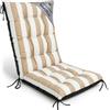 Amazinggirl Cuscino Sdraio da Esterno - 50x120 cm Cuscini per Sedie | Giardino Schienale Alto Poltrona Imbottitura Spessa 10 cm Lacci · Righe bianco e beige