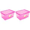 Acan Tradineur - Confezione da 2 scatole di immagazzinaggio - Realizzato in plastica - Contenitore per giocattoli, libri, vestiti, coperte, n. 18 (rosa) - 45 x 61,5 x 29,7 cm - 60 litri