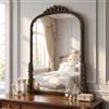 BEAUTYPEAK Specchio da parete curvo, vintage, 61 x 81 cm, moderno telaio europeo in lega di alluminio, specchio infrangibile riflettente HD, adatto per camera da letto, soggiorno, corridoio