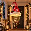 ELMVAR Lampadario a sospensione luminoso a forma di cappello di Babbo Natale, lampada natalizia in peluche, luci calde e allegre con nappe luminose e mini decorazioni (Snowflakes)