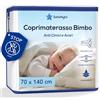 SafeNight Coprimaterasso impermeabile, antiacaro e cimici - Fodera integrale con cerniera - Protezione morbida in cotone - Per materasso culla 70x140 cm - Altezza regolabile da 13 a 20 cm