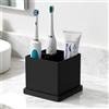 Luxspire Portaspazzolini da Bagno, Organizer per Spazzolini da Denti 3 Slot | Portaspazzolini in Silicone con Vassoio Antiscivolo, Supporto Spazzolini da Denti con Foro di Drenaggio per Bagno, Nero