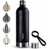 VIOK Bottiglia per Aarke Carbonator 3 & 2 e Smeg SKC01, compatibile con Brita SodaOne, Sodapop Cooper e Philips GoZero - bottiglia di ricambio in acciaio inox 1,3 L per gasatore d'acqua (1, Negro Opaco)
