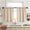 MIULEE Tenda Cucina Tende Corte Lino 2 Pezzi 65x60 cm Beige chiaro | Tende Corta Bistrot Passante Per Soggiorno E Cucina sala da pranzo, bagno, piccola finestra Stile Rustico Roulotte Moderno