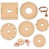 HMCEY 6 Pezzi Telaio per Braccialetti In Legno,HMCEY Kumihimo Disco | Dischi Intrecciati Rotondo Quadrato,Dischi Cordone Riutilizzabile,Antiscivolo,per Creare Bracciali, Collane, Corde a Mano