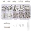 PH PandaHall PandaHall Elite Circa 500 PCS Kit per Gioielli con estremità del Morsetto a Nastro, anell Aperti Chiusure Aragosta Catena di prolunga estremità a Goccia per bigiotteria Fai da Te Argento