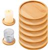 Puedno 6 piatti in legno per candele, 10 cm, sottobicchieri rotondi per candele, portacandele in legno (6)