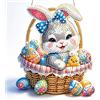 Bowetile Decorazione da appendere per pittura con diamanti con catena, uovo di Pasqua, kit con ciondolo per adulti principianti bambini, coniglietto pasquale con gemme di cristallo, kit regalo per