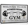 FJQWKLF Benvenuti nella nostra palestra Cartello in metallo con scritta Home Gym Cartello palestra Cartello sollevamento pesi WorkSign Man Cave Gym Wall Decor Regalo per la festa del papà 8x12 pollici