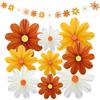 Psiokimi 9 Pezzi Fiori di Carta Appesi, Fiori di Carta per Decorazioni, Arancione Giallo Beige Ventagli di Carta Appesi Ventagli di Carta Floreali e Ghirlanda per Matrimonio Compleanno e Feste