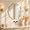 PERFNIQUE Specchio rotondo da parete dorato, 60 cm, con cornice in legno ondulato, per bagno, cameretta dei bambini, camera da letto, soggiorno, ingresso, decorazione decorativa moderna da parete (oro