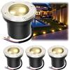 Fiqops 4x Faretti da pavimento esterni con LED 3W Bianco caldo IP65,faretti incasso tondi neri opachi,carrabili 230V,perfetti per giardino,piscina,piante e illuminazione esterna